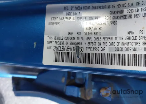 2017 Toyota Yaris Ia из США, поврежденный, VIN 3MYDLBYV6HY181760